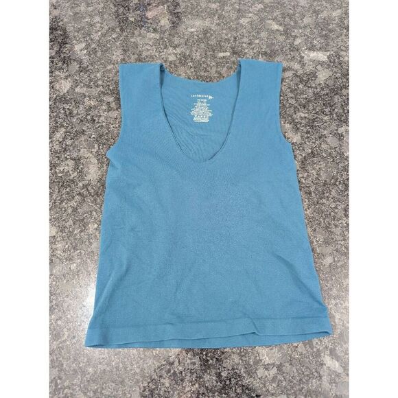 Free People Fitted Crop Tank women's‎ XS/S turquoise shelf bra deep scoop neck - Picture 1 of 4